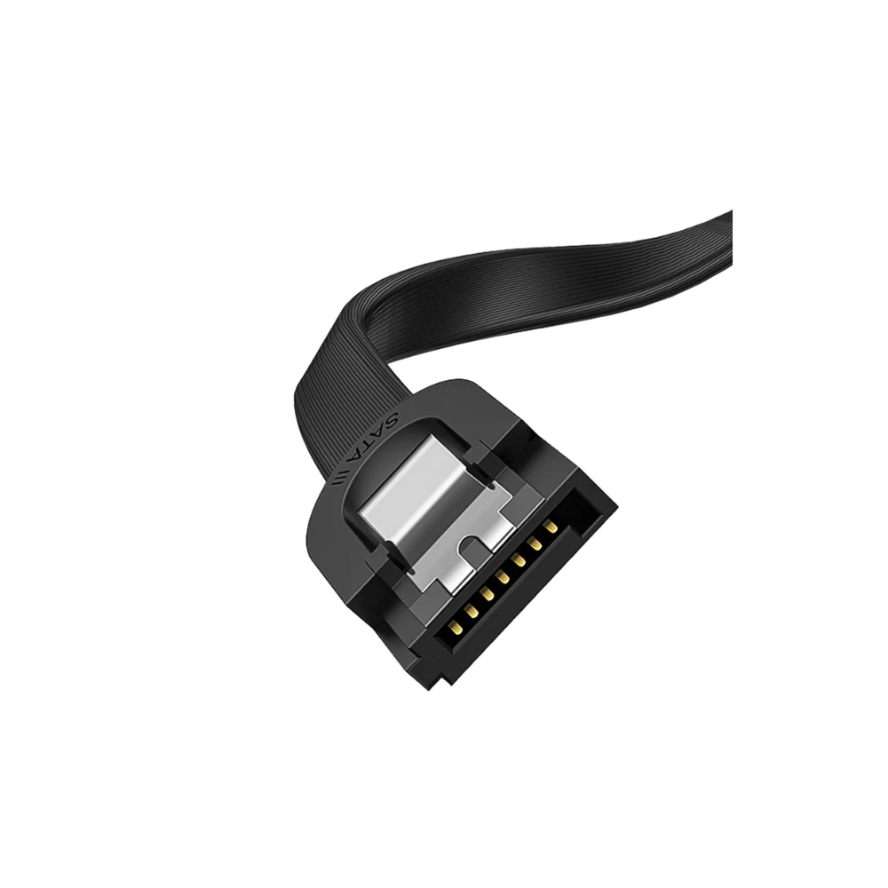 Cabo de Dados SATA III 6Gbps OEM 50cm para HD SSD DVD Reto com Trava Preto